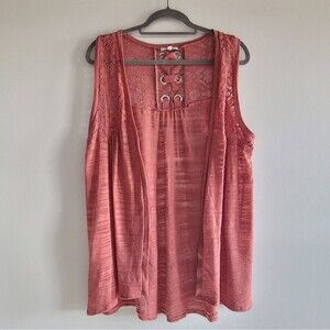 Maurices Coral Open front criss cross back Vest Shawl size Large